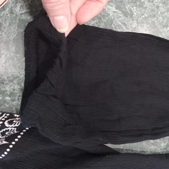 NWT Old Navy Boho Crinkle Gauze Swing Top M Black Peasant Long Sleeve Blouse - Picture 9 of 15